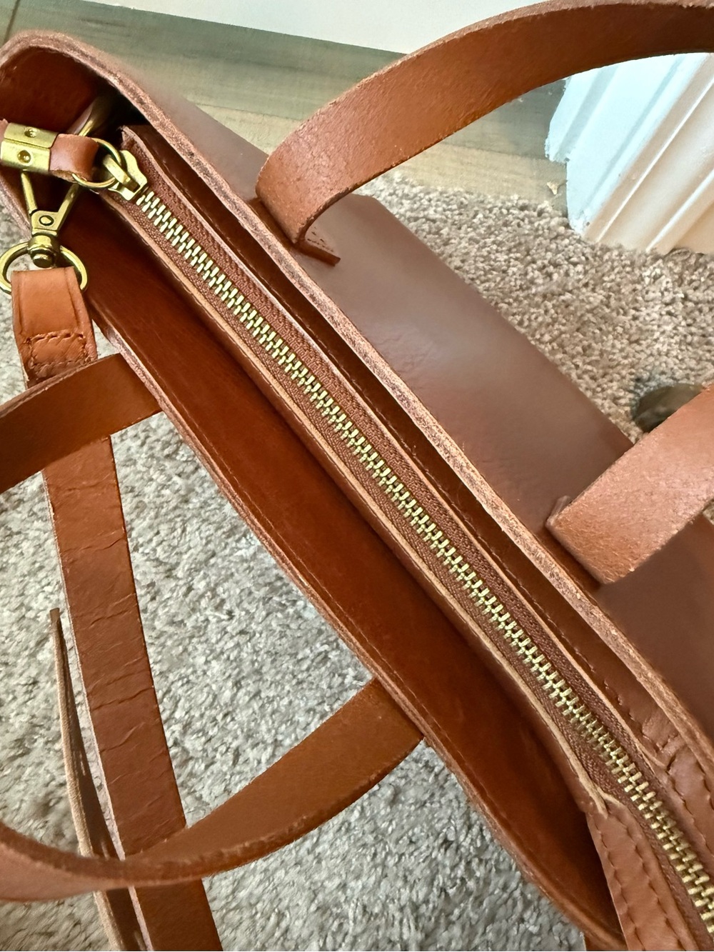 Madewell Brown Leather Crossbody Tote - Picture 6 of 16